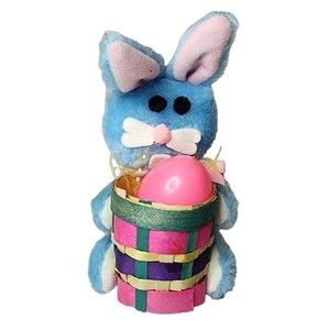 Vtg Easter Bunny Plush Basket  Stuffed Animal Decoration 1980 Grannycore